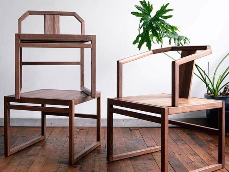 木製原木椅