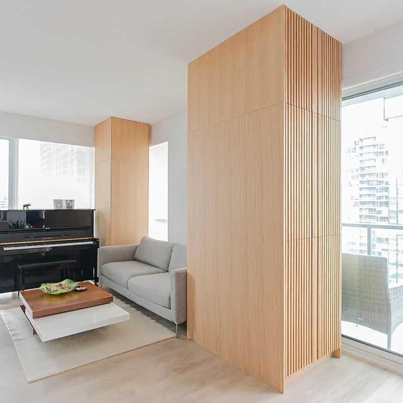 custom wood slat cabinets