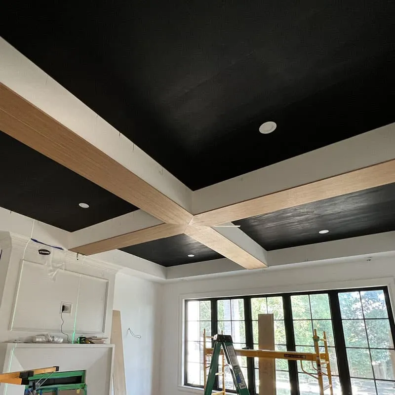 Custom Slatted Wood Ceiling Installation