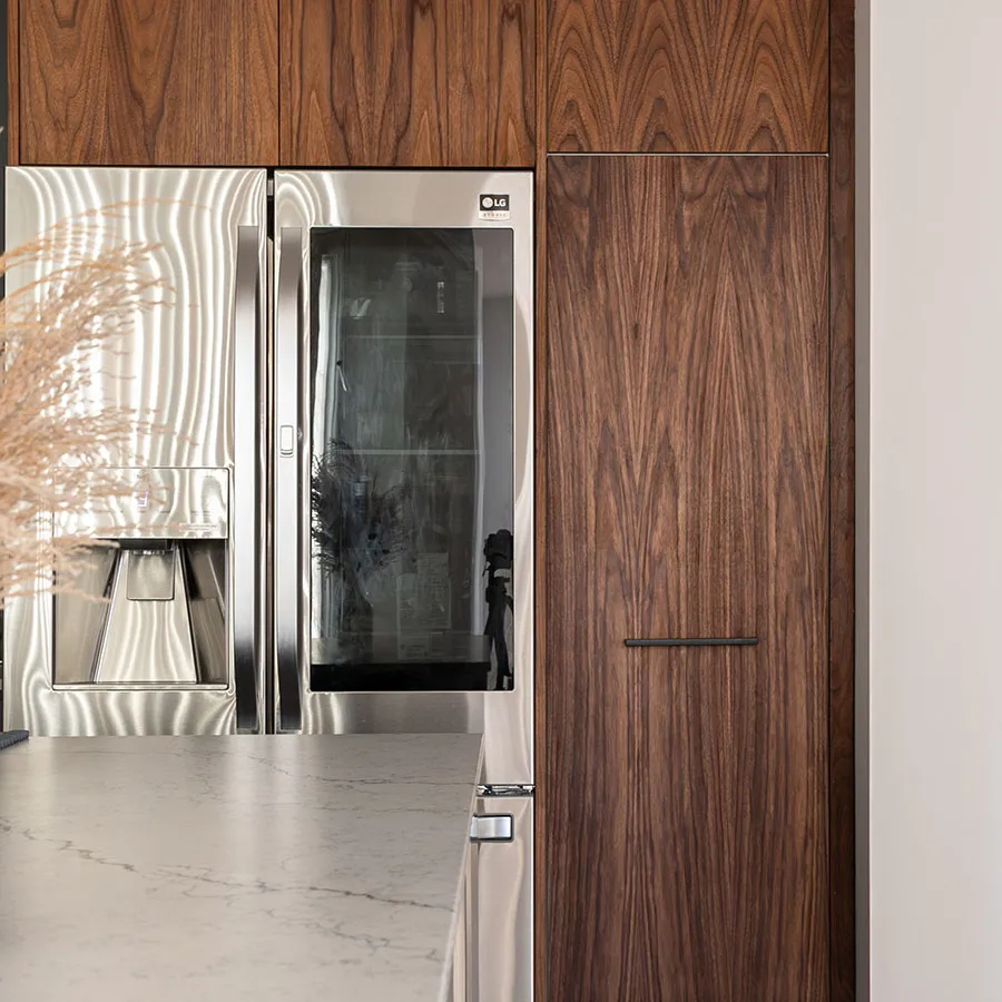 grey and walnut kitchen design