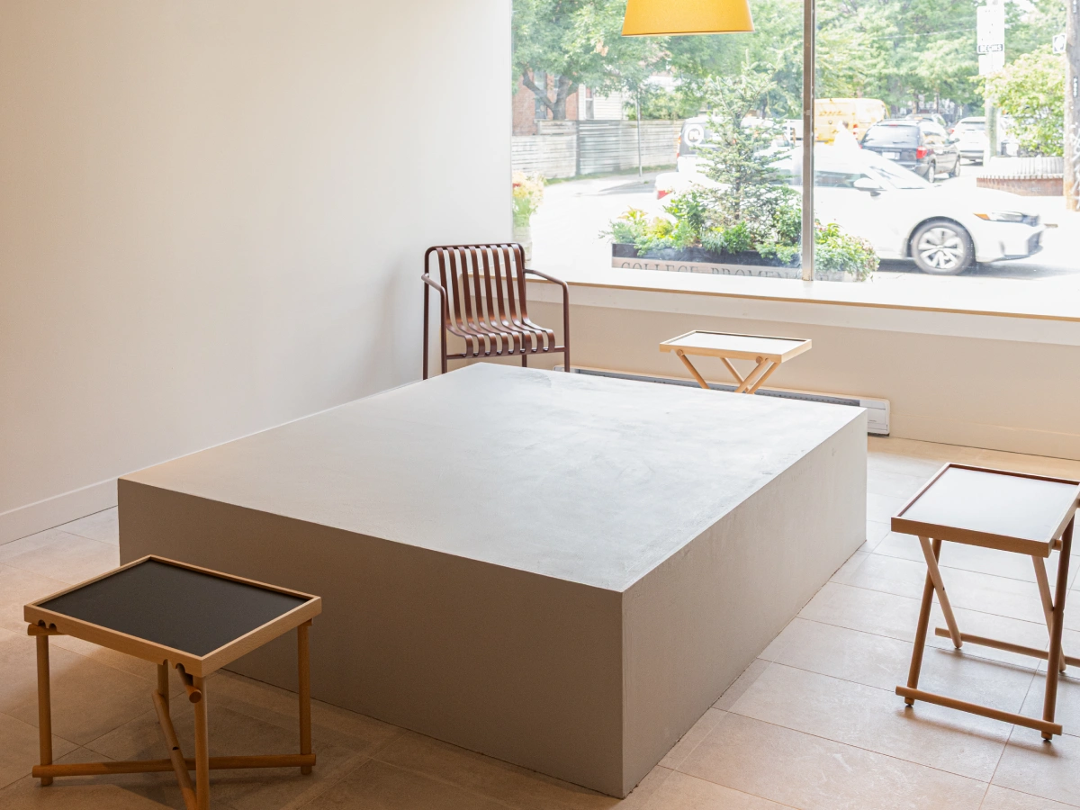 three dots coffee shop renovation window seating platform