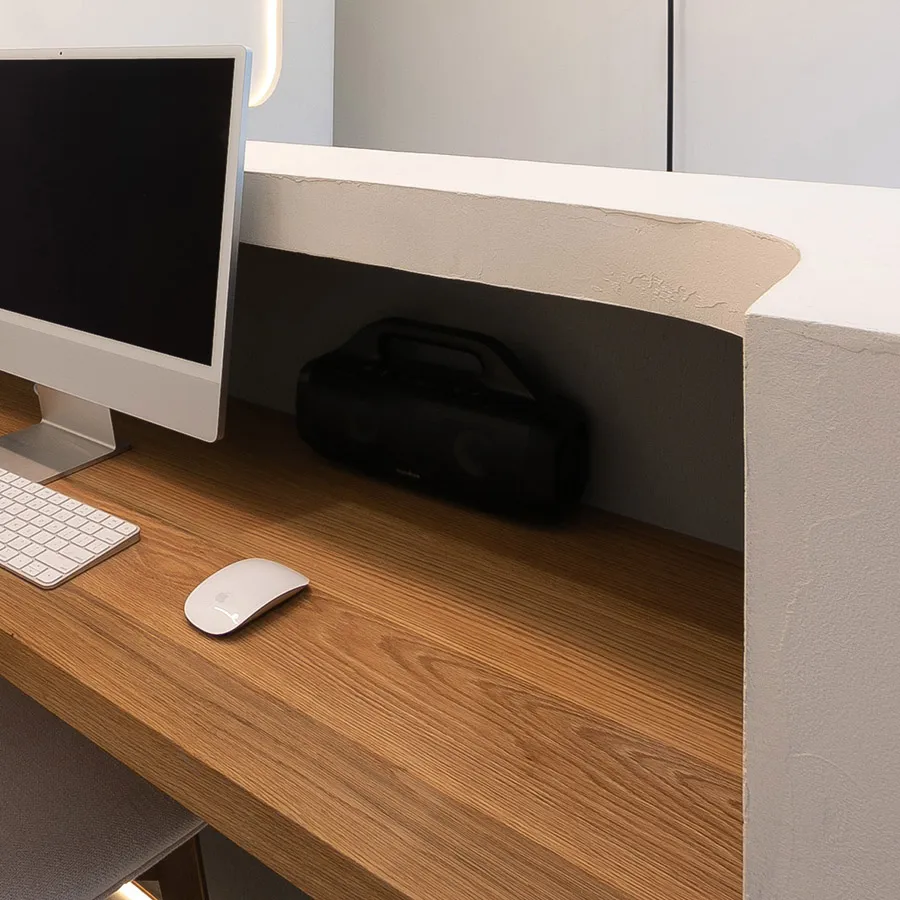 Cuctom micro cement reception desks