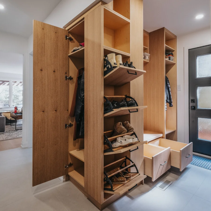 built in mudroom storage unit