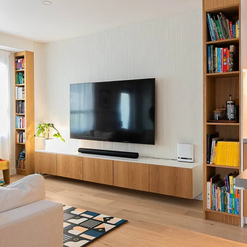 custom floating tv cabinet