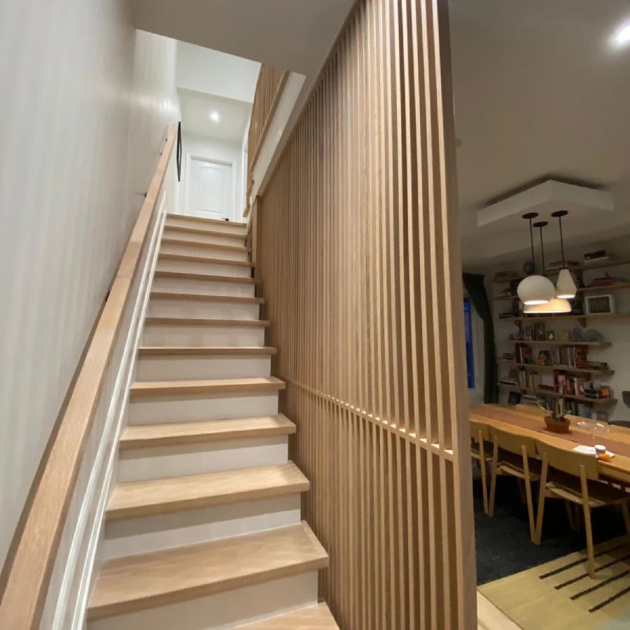 custom slatted stairway wall