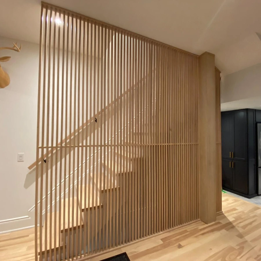 custom stair slat wall