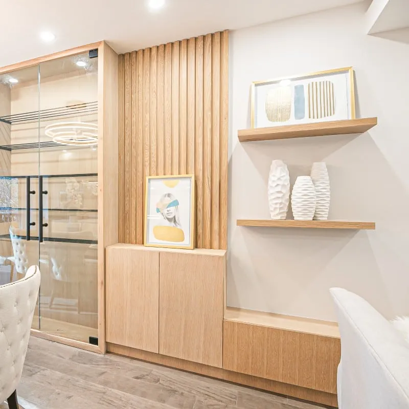 custom wood floating shelves