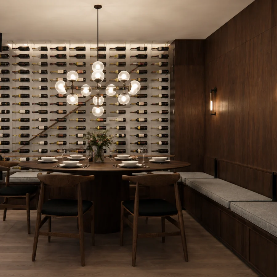 suspended wire wine display partition